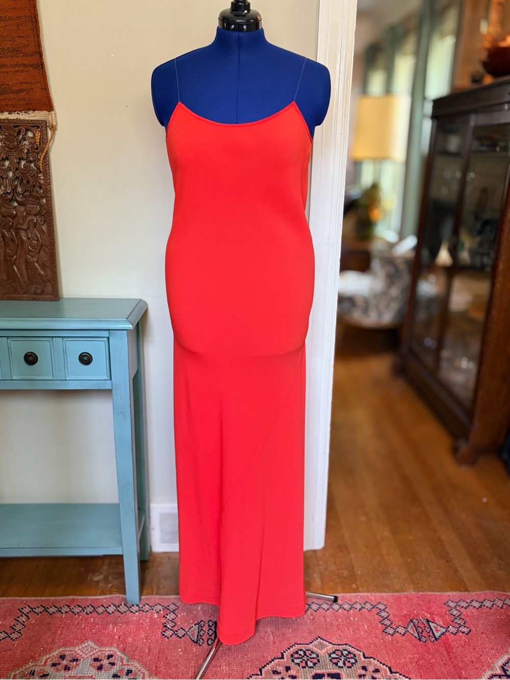 DKNY Donna Karan red-orange Open Back Maxi Gown Dress Size 10
